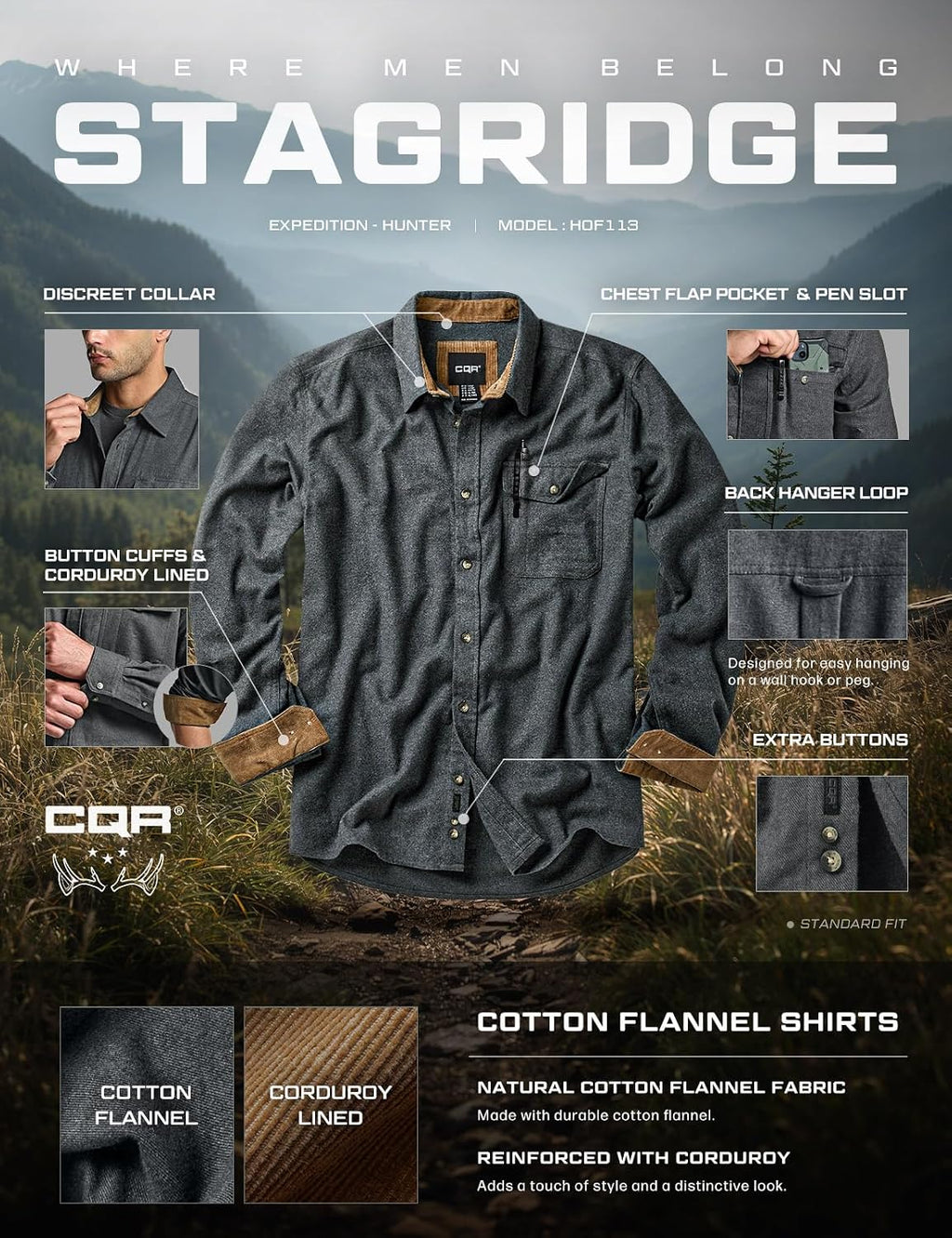 Men'S 100% All Cotton Button down Flannel Shirts, Long Sleeve Brushed Warm Soft Casual Outdoor Plaid Shirt