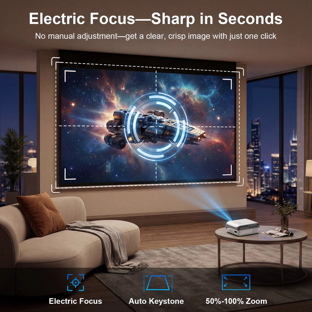 Official Licensed Google TV Projector, 4K Smart Projector with Wifi & Bluetooth, Outdoor Movie Projector with Dolby Sound, Built-In Streaming Apps, Compatible with Game Consoles & Smartphones