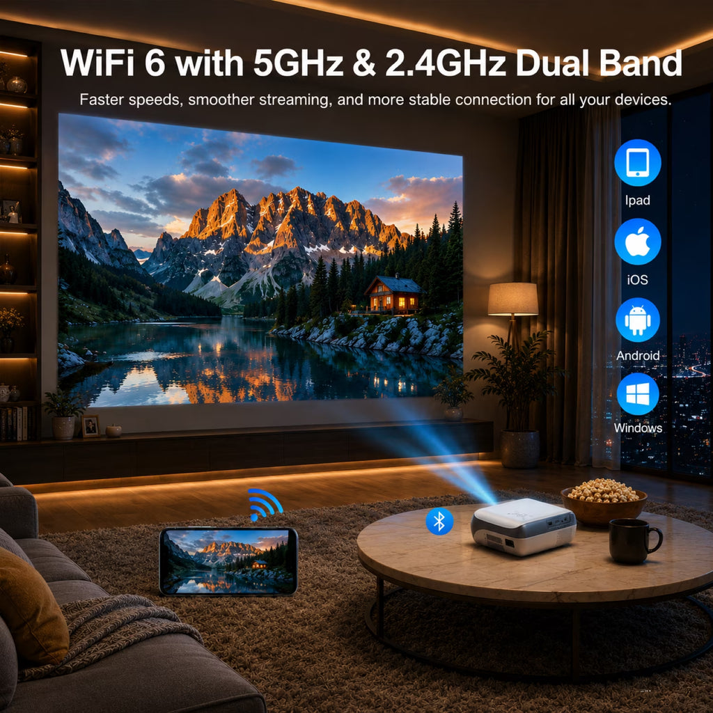 Official Licensed Google TV Projector, 4K Smart Projector with Wifi & Bluetooth, Outdoor Movie Projector with Dolby Sound, Built-In Streaming Apps, Compatible with Game Consoles & Smartphones