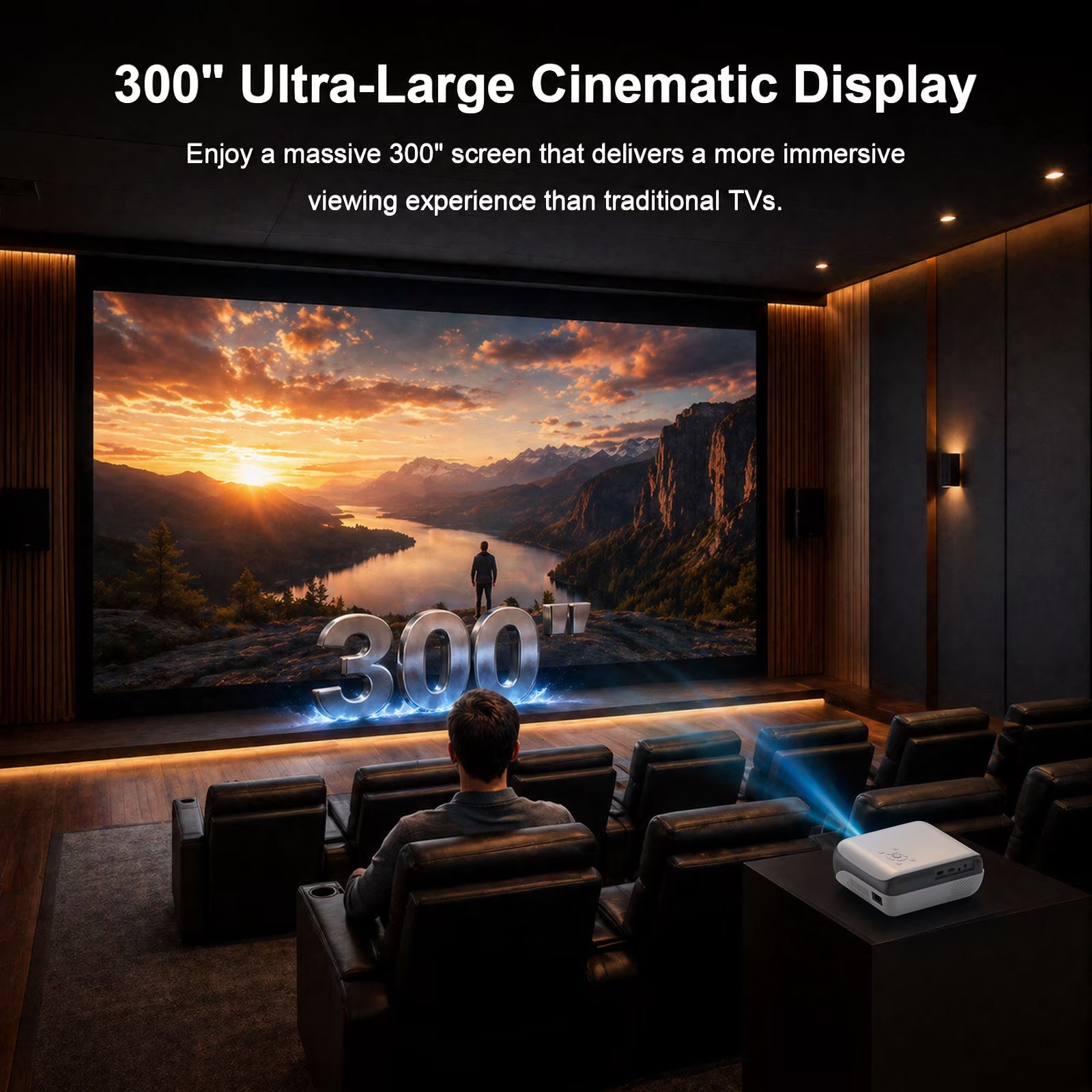 Official Licensed Google TV Projector, 4K Smart Projector with Wifi & Bluetooth, Outdoor Movie Projector with Dolby Sound, Built-In Streaming Apps, Compatible with Game Consoles & Smartphones