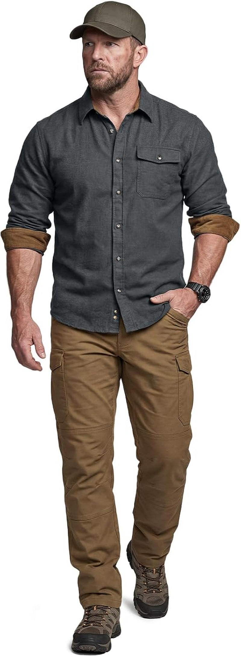 Men'S 100% All Cotton Button down Flannel Shirts, Long Sleeve Brushed Warm Soft Casual Outdoor Plaid Shirt