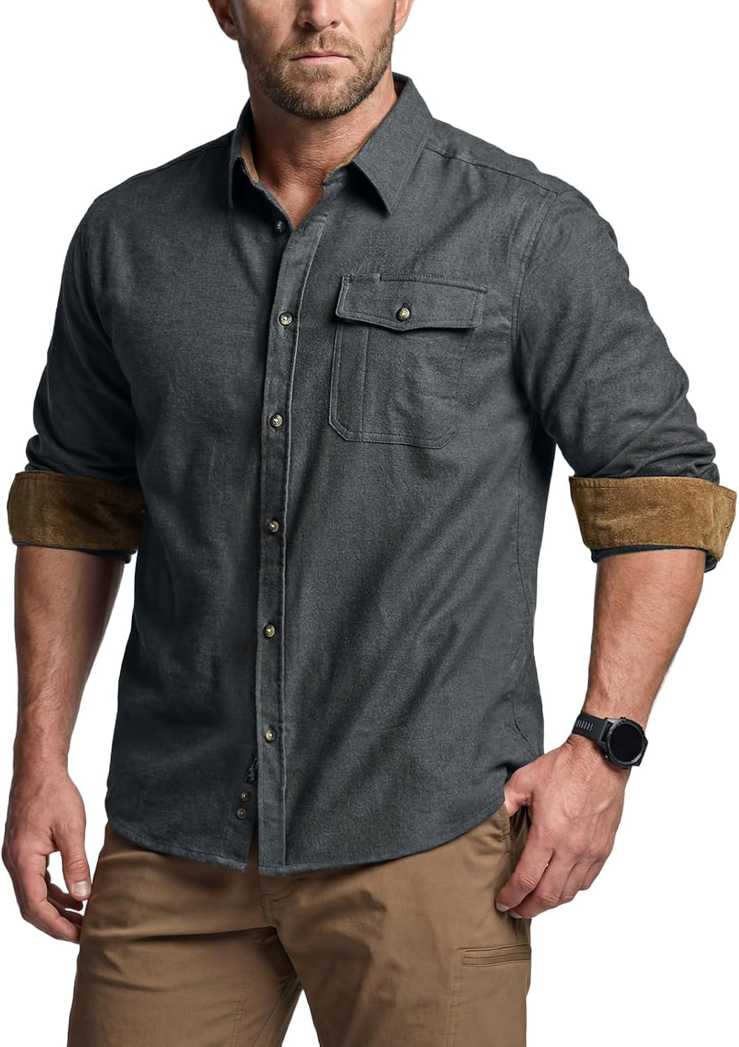 Men'S 100% All Cotton Button down Flannel Shirts, Long Sleeve Brushed Warm Soft Casual Outdoor Plaid Shirt