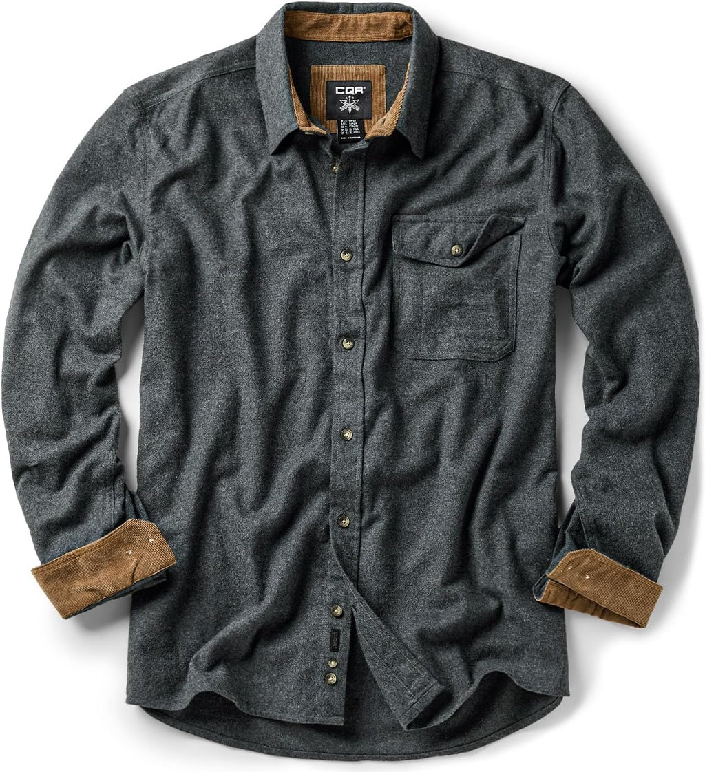 Men'S 100% All Cotton Button down Flannel Shirts, Long Sleeve Brushed Warm Soft Casual Outdoor Plaid Shirt